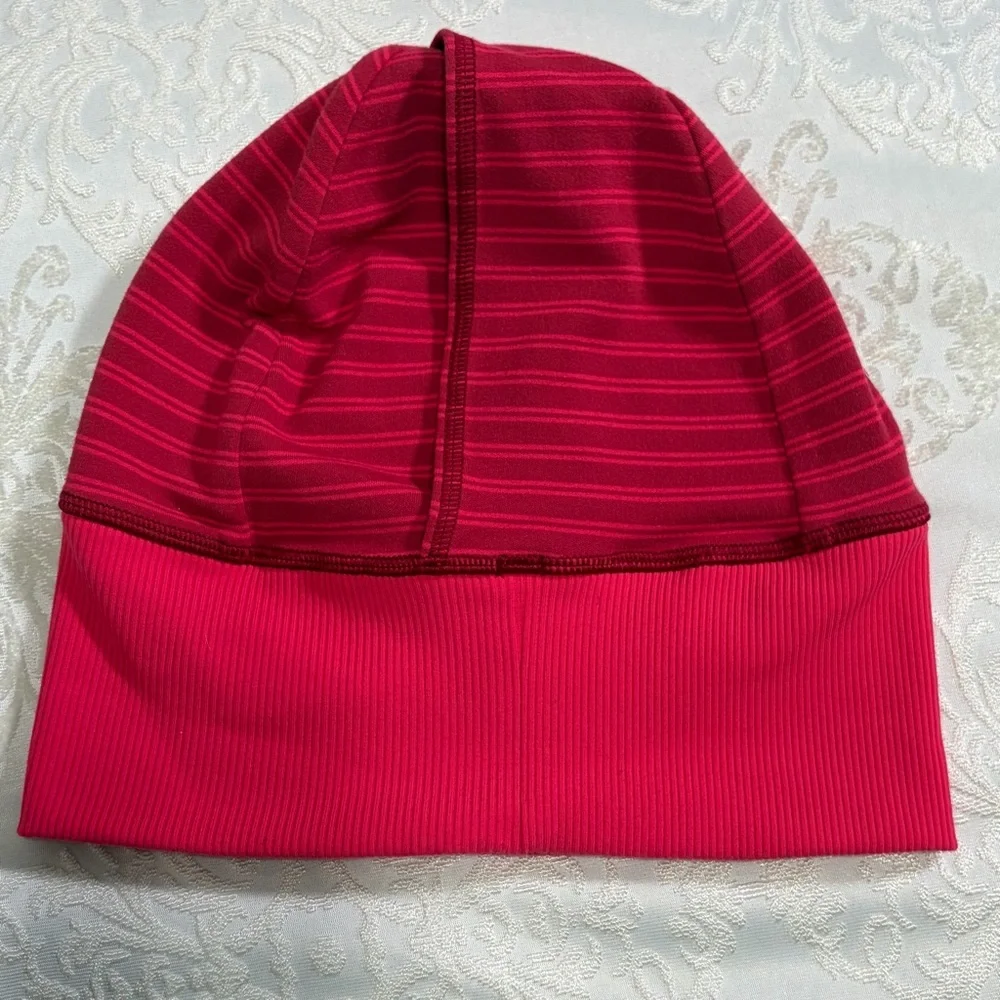 Lululemon Reversible Running Beanie With Ponytail Slot Pink